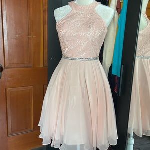Candy Collection Blush Pink Sequin Tulle Homecoming Dress